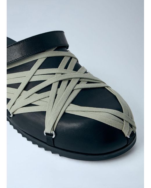 Rick Owens Green Megalace Mule Granola Flats for men