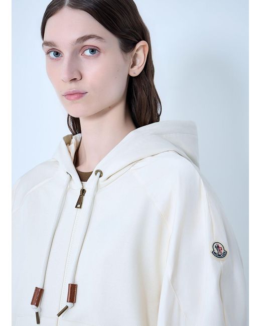 Moncler White Hooded Zip-Up Sweatshirt