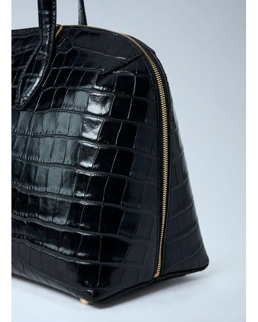 Totême Blue Croc-Embossed Day Tote Bag