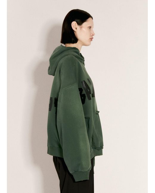Balenciaga Green Ripped Pocket Hooded Sweatshirt