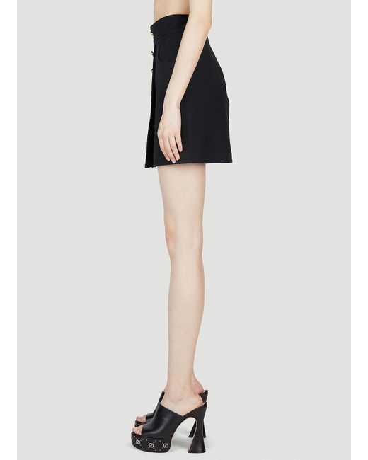 Gucci Black Button Front Mini Skirt