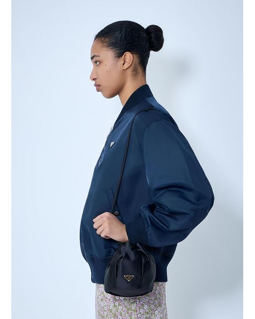 Prada Blue Satin Mini Bucket Bag