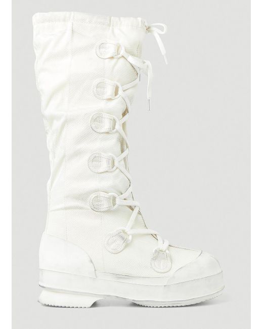 Acne White Tall Combat Boots
