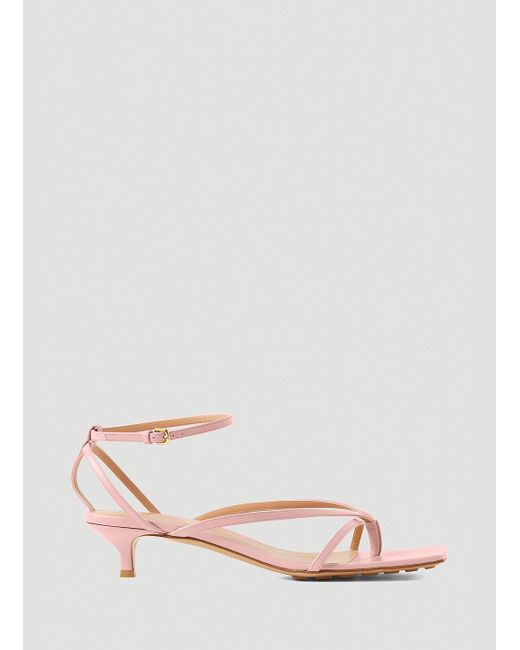 Bottega Veneta Pink Stretch Strap Kitten Heel Sandals