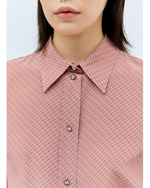 Gucci Pink Micro G Print Silk Shirt