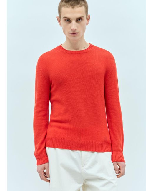 Jil Sander Red + Crewneck Wool Sweater for men