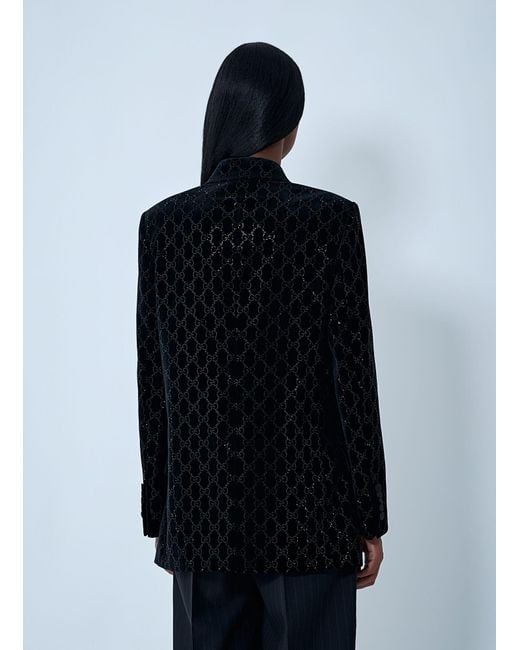 Gucci Blue Gg Velvet Blazer