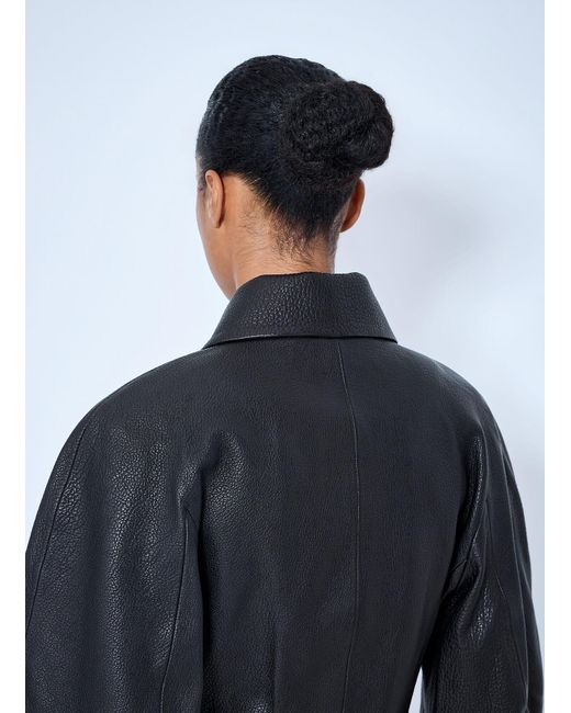 Rohe Blue Rounded Grain Leather Cropped Jacket