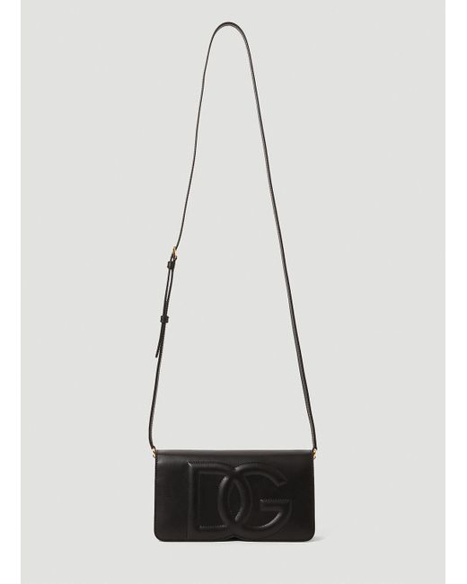 Dolce & Gabbana White Logo Leather Phone Bag