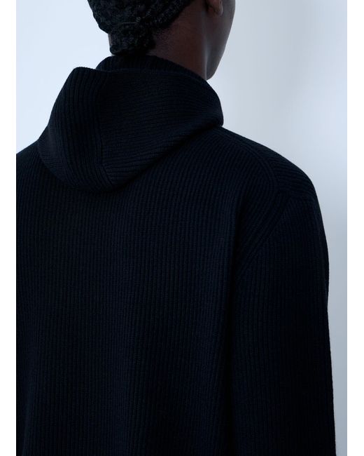 Moncler + Jil Sander Black Felted Wool Hooded Sweater for men