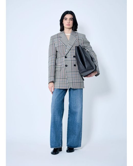 Bottega Veneta Blue Structured Check-Cotton Blazer