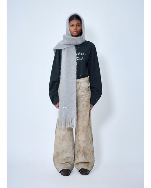 Acne Blue Fringed Wool Scarf