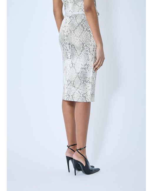 Alexander Wang Blue Snake-Print Embossed Midi Skirt