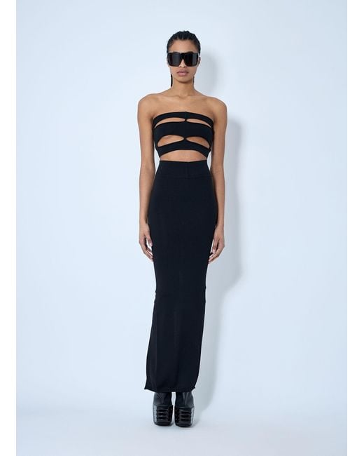 Rick Owens Blue Wool Knit Maxi Skirt