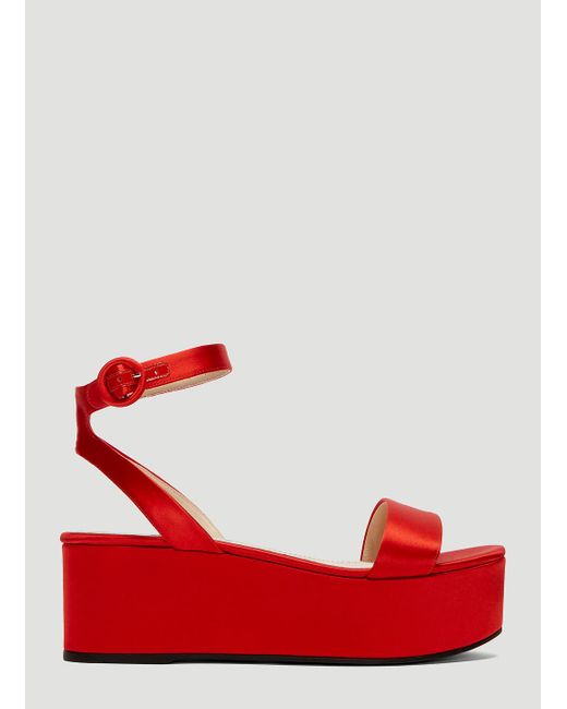 Prada Red Satin Platform Sandals