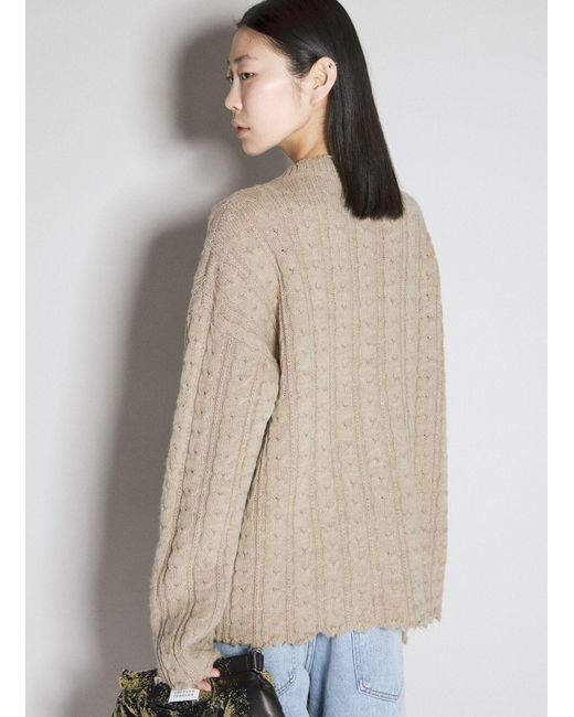 MM6 by Maison Martin Margiela Natural Cable Knit Cardigan