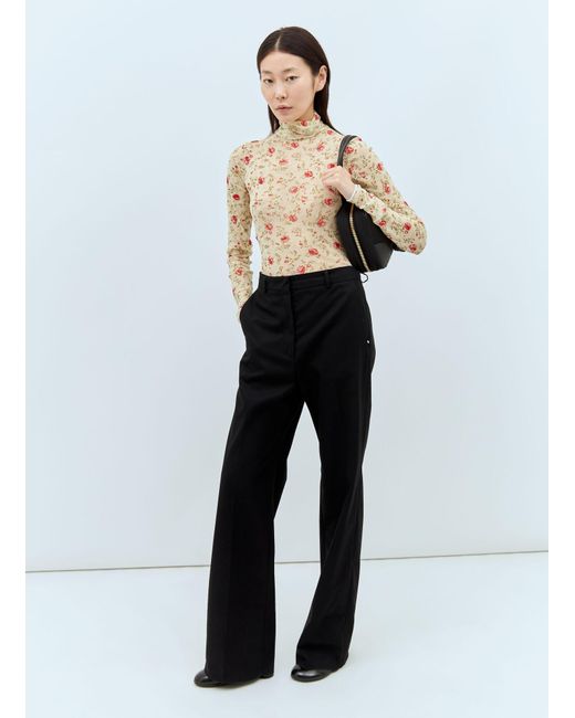 Prada Natural Printed Stretch Tulle Bodysuit
