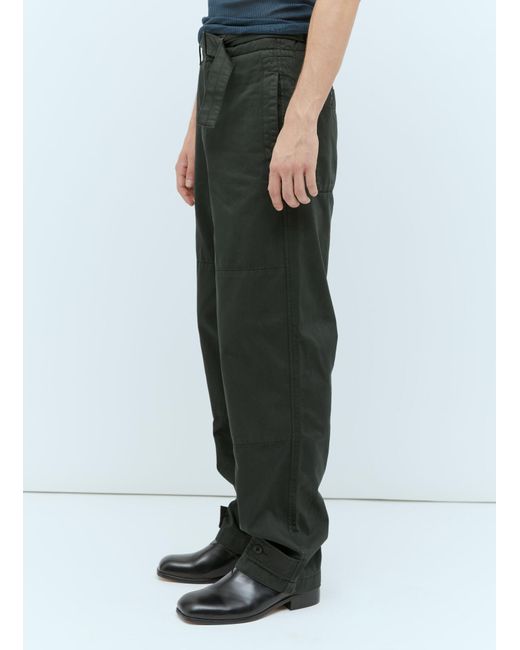 Lemaire Green Military Cargo Pants for men