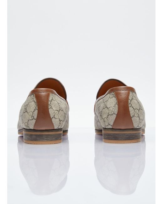 Gucci White Horsebit Web Loafers for men