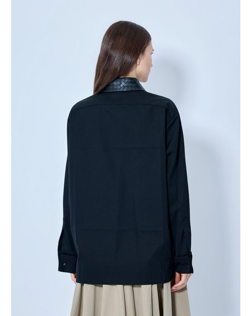 Bottega Veneta Blue Light Wool Twill Shirt