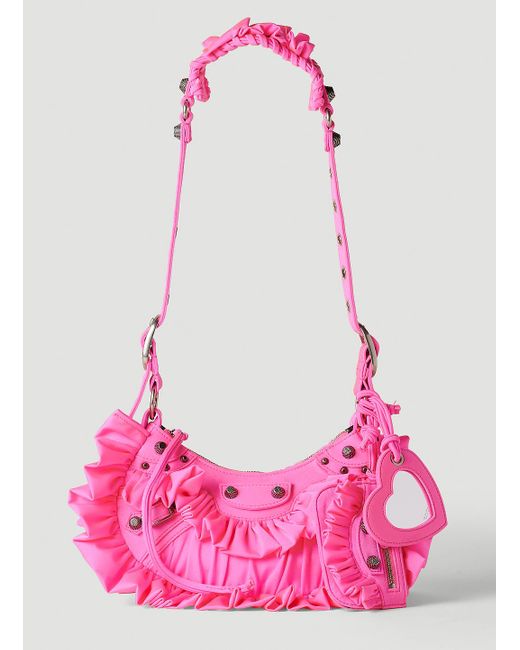 Balenciaga Pink Le Cagole Ruffled Xs Shoulder Bag