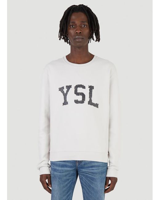 Saint Laurent White Ysl Sweatshirt for men