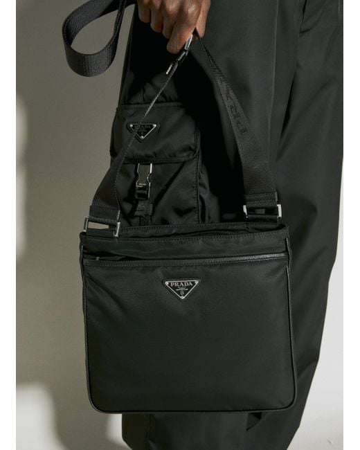 Prada Re nylon And Saffiano Leather Crossbody Bag in Grey for Men