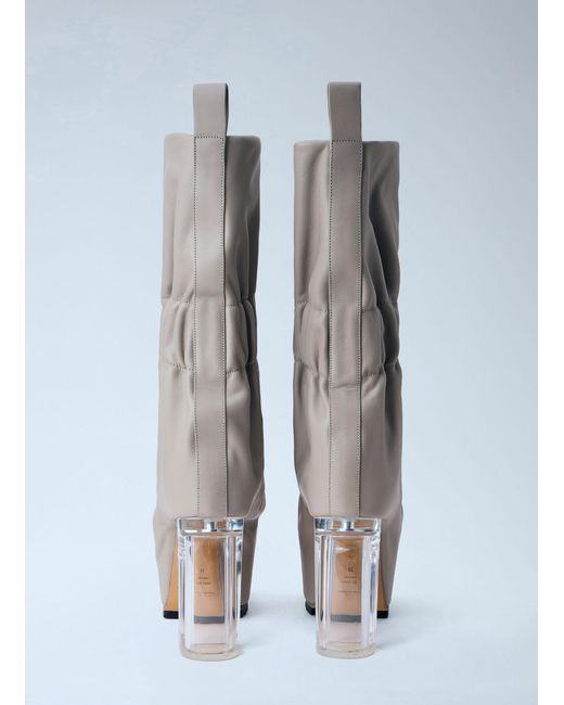 Rick Owens White Taquito Gathered Leather Ankle Boots