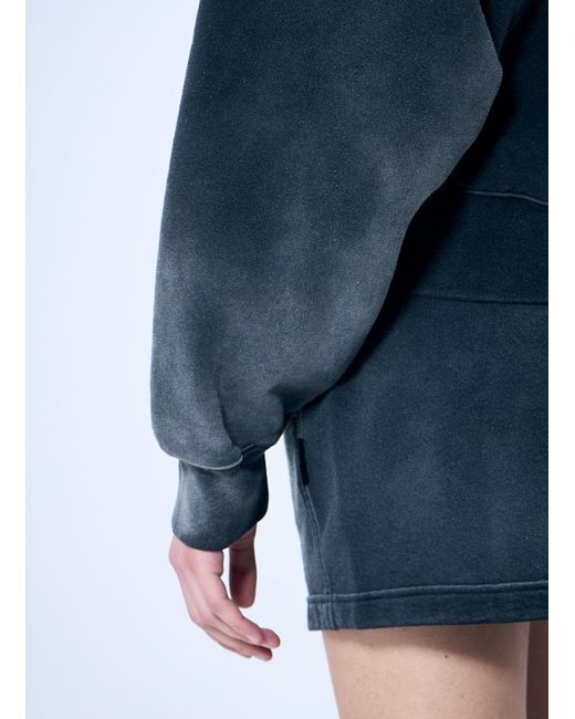 Alexander Wang Blue Zip-Up Sweater With Rhinestone Drawstring