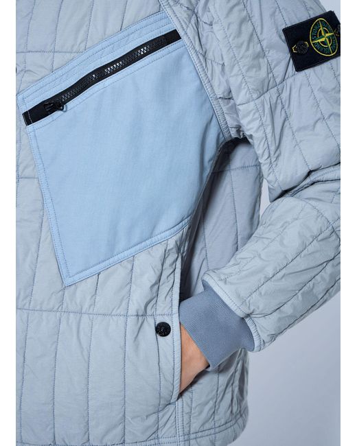 Stone Island Blue Quilted Hooded Jacket for men