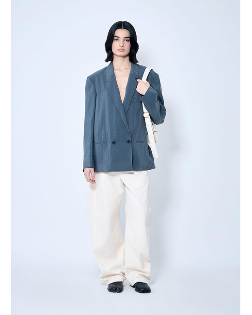 Lemaire Blue Soft Tailored Double-Breasted Blazer