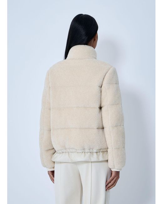 Moncler White Cedre Teddy Down Jacket