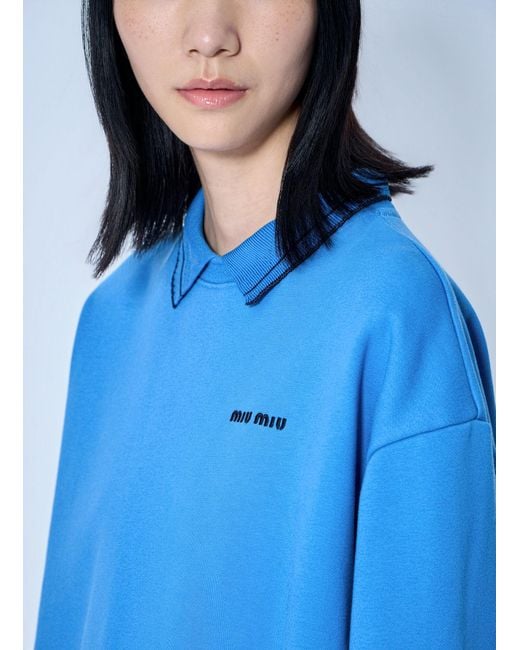 Miu Miu Blue Logo Motif Sweatshirt