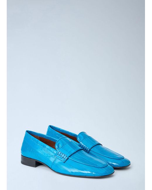Dries Van Noten Blue Croc-Embossed Leather Loafers