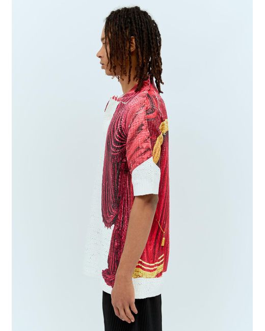 Comme des Garçons Red Printed Knit Shirt for men
