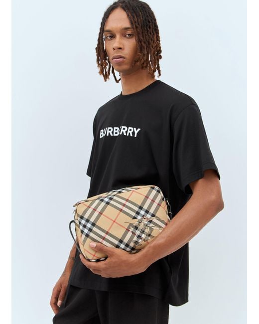 Burberry Check Crossbody Bag in Black for Men | Lyst UK