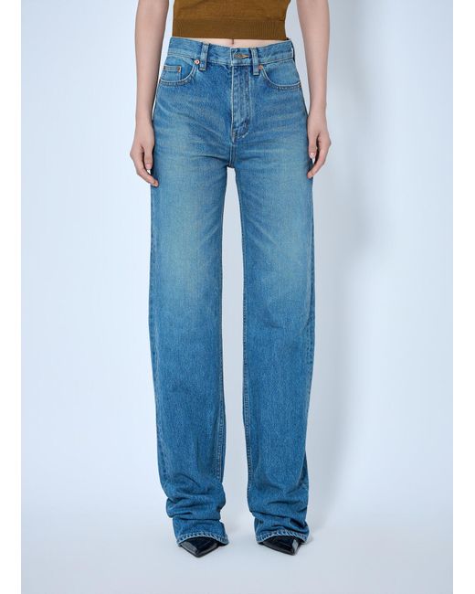 Saint Laurent Blue Flared High-Waisted Five-Pocket Jeans