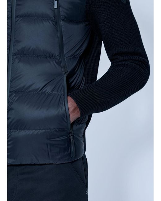 Moncler Blue Hooded Puffer Jacket With Knit Sleeves for men
