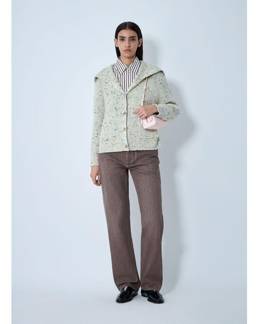 Bottega Veneta Gray Wool English Rib Cardigan