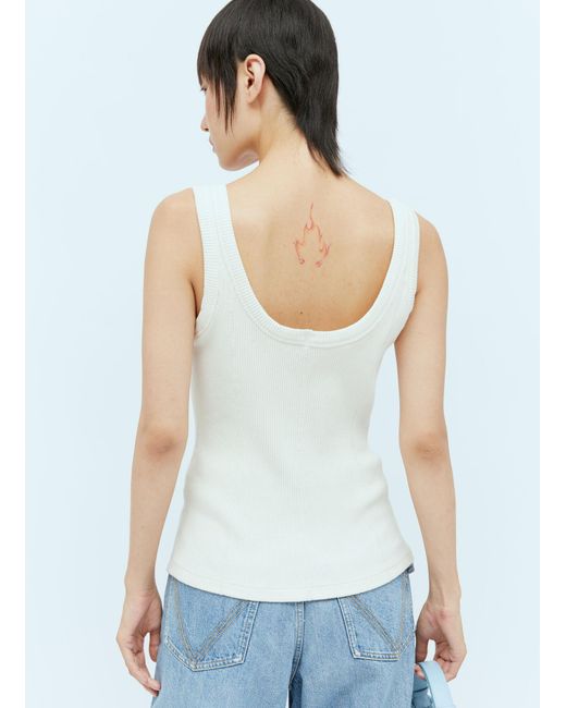 Bottega Veneta White Raised Placket Tank Top