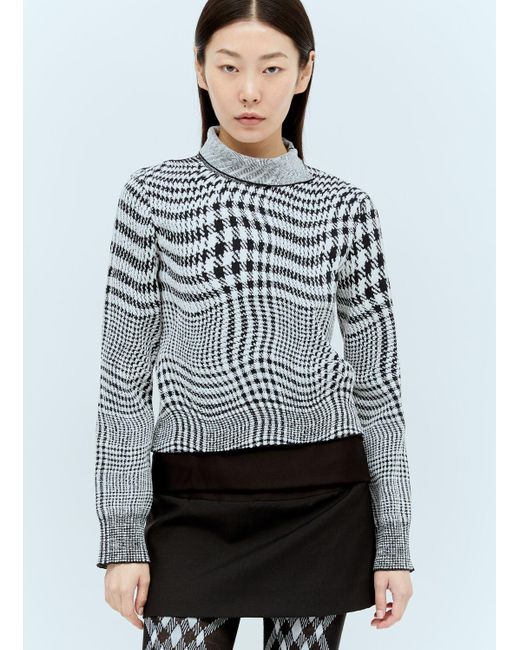 Burberry Gray Warped Houndstooth Wool-blend Sweater