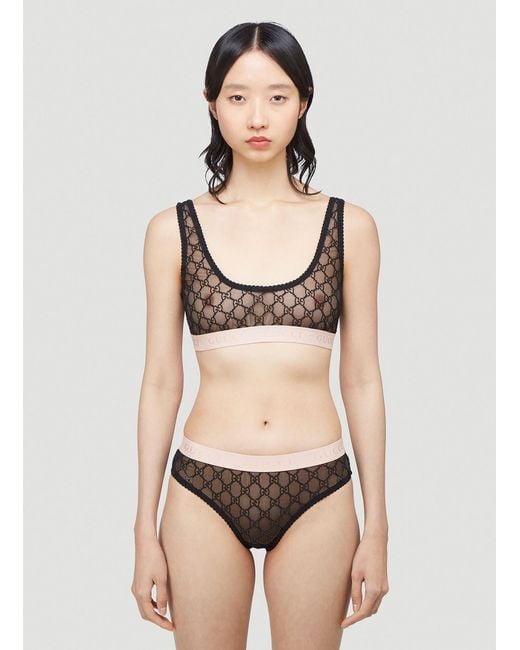 Gucci Gg Logo Sheer lace Lingerie Set in Natural Lyst UK