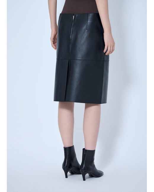 Totême Blue Paneled Leather Skirt