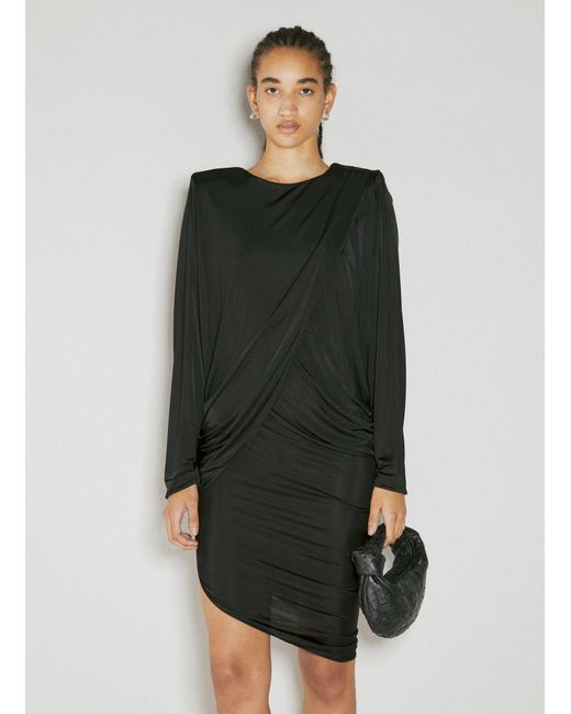 Saint Laurent Black Draped Fluid Dress