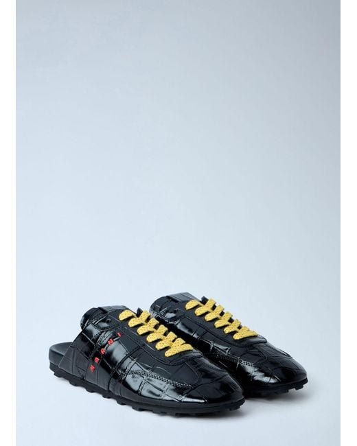 Marni Black Laced Leather Mules