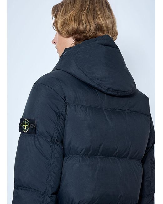 Stone Island Blue Padded Hooded Jacket for men