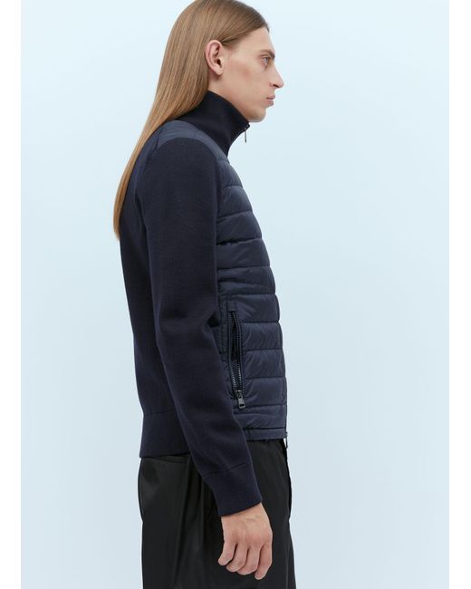 Moncler Blue Logo Patch Zip-Up Cardigan for men