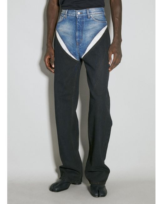 Y. Project Blue Cut Out Denim Jeans for men