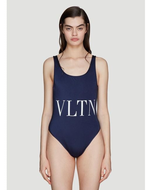 Valentino Blue Vlnt Print Swimsuit