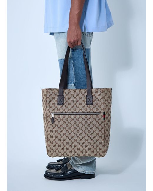 Gucci Gray Medium Gg Canvas Tote Bag for men